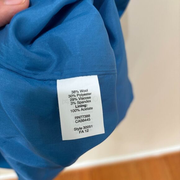 J Crew Blue Sheath Dress Size 6 Ruffles Wool Blend Career Workwear - Picture 7 of 10